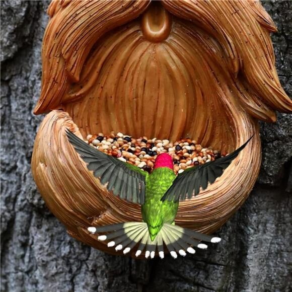 SUQ I OME Small Tree Faces Bird Feeder Decor Outdoor – Tree Hugger Yard Art - Picture 5 of 7